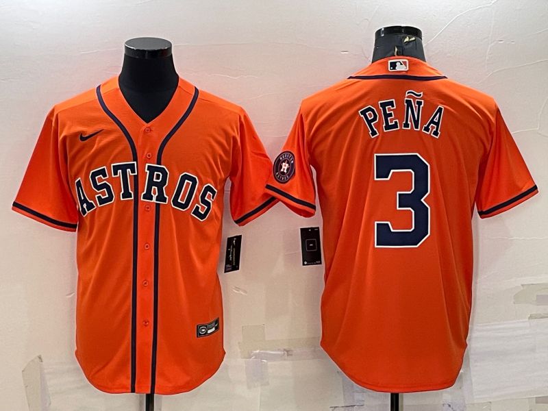 Men Houston Astros #3 Pena Orange Game Nike 2022 MLB Jerseys